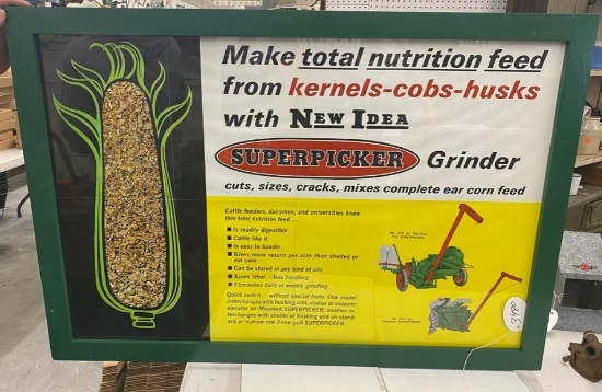 New Idea Corn Picker Advertisement in Frame 28in x 41in