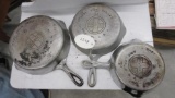 Griswold 3 skillet lot, #5,6,8 Chrome Skillets all with Large Block logos