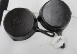 2- #5 Griswold Cast Iron Skillets, one unmarked hammered, and one Keystone