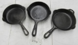 3- Griswold Number 3 Cast Iron Skillets, small block logo