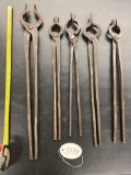 Lot of 5 Round Stock Tongs inc. several champions