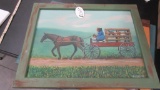 Amish going to Market painting by Zartman Mt Eaton 1949 in frame 21in x 27in