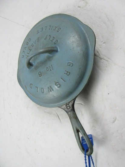 Griswold #9 Blue Plated Skillet with Lid LBL