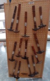 14 piece Farrier Hammer Collection of peg board, Champion, Heller, etc