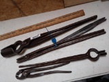Lot of 5 blacksmith tongs
