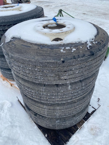 Set of (4) 10 lug 295/75R22.5 wheels