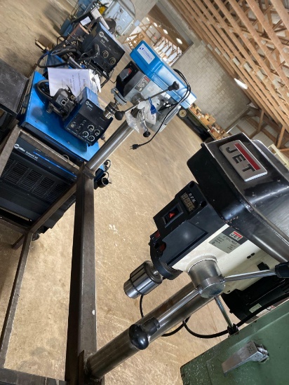 (16870)- 2 Drill presses mounted on steel frame
