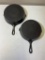 2- Wapak Cast Iron Skillets, no. 8 and 9, both with lightning logos
