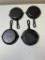 4- Griswold No. 3 Small Block Logo Cast Iron Skillets