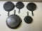 Set of 5 Griswold Cast Iron Skillets, all Small Block Logo, No. 3,5,6,8 and 9