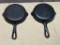 Pair of No. 3 Small Block Griswold Cast Iron Skillets, both sit flat