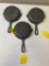 3- Griswold No. 3 Small Block Skillets, Mold 709A and 709B and 709H