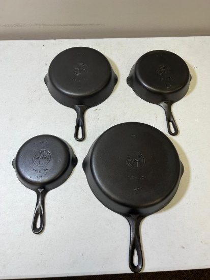 4- Small Block Logo Griswold Skillets, Nos. 3,5,6, and 8