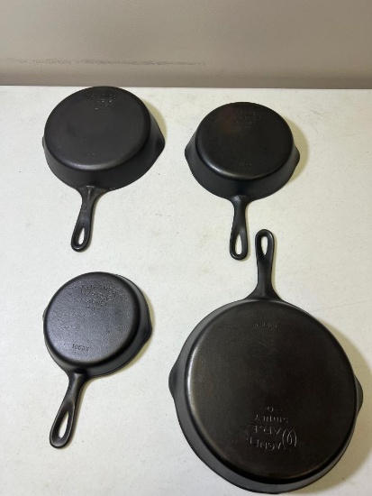 4- Wagnerware Cast Iron Skillets, Nos. 3,5,6, and 8