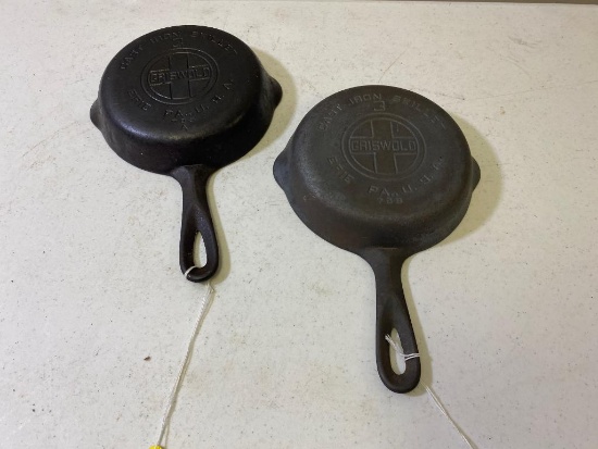 2- Griswold No. 3 Large Block Skillets, Mold 709 and 709A