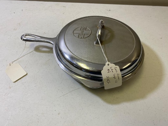 Griswold Chrome Cast Iron No. 8 Large Block Logo Skillet with matching Skillet Cover