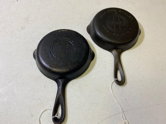 2- Griswold No. 3 Large Block Skillets
