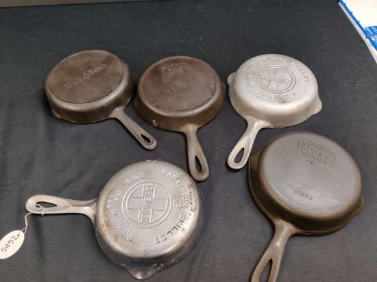 5- #3 Skillets, 2 Griswolds, Wagner, favorite and Maid of Honor