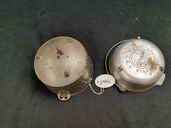2 Miniatures, Griswold Serving Kettle, and Wagner 3 leg bean pot