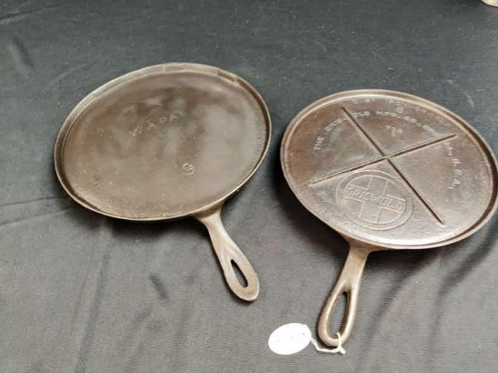 2- #8 Griddles, Griswold and Wapak