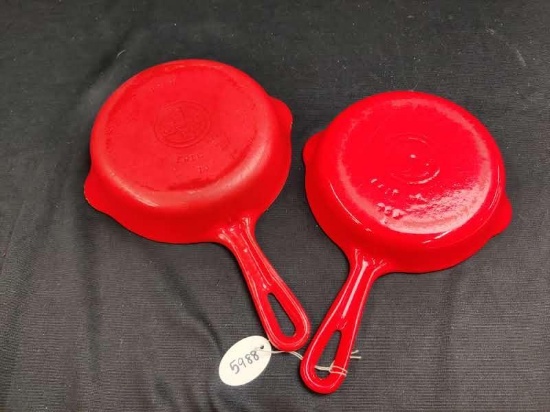 2- Griswold Enamel Skillets, #3 and 4