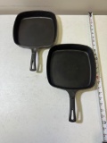 2- Wagnerware Square Cast Iron Skillets