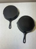 Pair of National No. 8 Cast Iron Skillets with heat rings