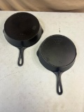 2- Wagnerware Cast Iron Skillets, both w/ heat rings, no. 7 and 8