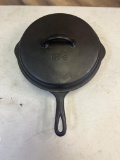 Erie No. 8 cast iron skillet, w/ heat ring with No. 8 Skillet Cover
