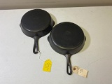 2- Griswold No. 7 Small Block Skillets, Mold 701I and 701G