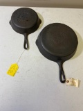 2- Griswold Cast Iron Skillets, No. 8 and No. 5, Molds 704N and 724