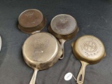4 Skillets, #3 Griswold, #5 Iron Age and 2- #4 Wagners
