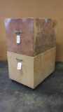 Qty 2 trash scrap boxes on casters 24in x 36in x 24in high