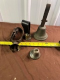 Asst bells, most with leather straps