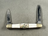 WOW Uncle Henry Schrade double blade custom knife, lots of detail and file work on this knife