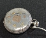 Duber Grand 17 Jewel pocket watch isn Sterling/ gold inlay case, nice