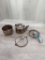 4 piece set miniature cast iron wagner tea kettle 3 leg pot skillet and griddle