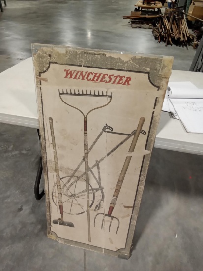 Double Sided Winchester Cardboard Poster House paint and garden tools, shows wear, Super Rare 30x 18