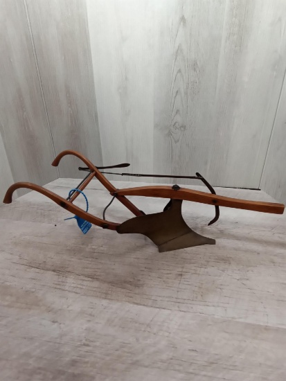 Salesman Sample Walking Plow rare beauty wood an brass great detail