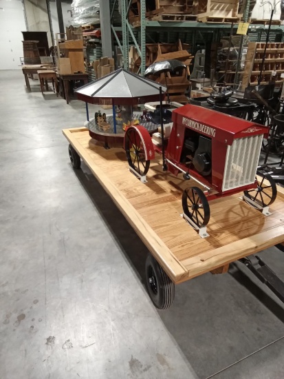 Model McCormick Tractor and Merry Go Round on small wagon, Approx. pedal tractor size, nice setup