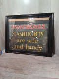 Winchester Flashlights Cardboard sign in Frame shows wear super rare