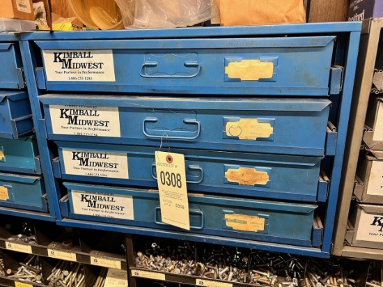 Kimball Midwest 4 drawer hardware cabinet w/ misc contents, Approx. 21 x 17 x 15