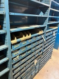 Metal shelf with parts drawer insert, LOADED with hydraulic parts, see all pics