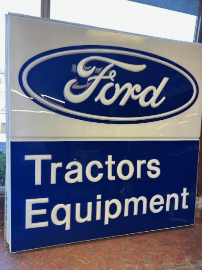 Ford Tractors Dealership sign, approx 94 x 96 inches Bottom is Chipped off