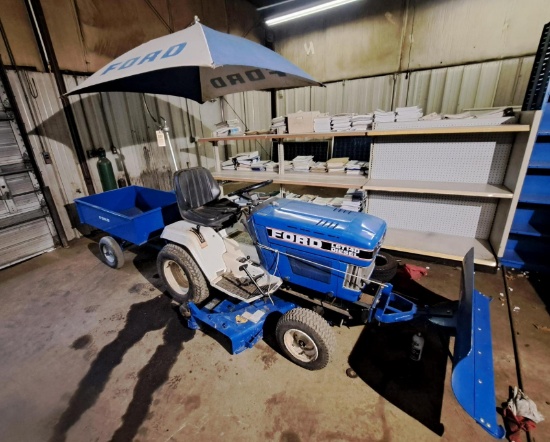 Ford LGT 14D Diesel with mower blade Umbrella and trailer