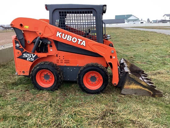 (INV508) 2017 Kubota Model SSV65 Skid Loader with Bucket, 2 Speed With Auxiliary Hydraulics