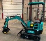 (INV50030) AGT Model QH12 Mini Excavator with Blade, Digging Bucket, Mechanical Thumb, Auxilary Hyd.
