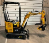 (INV50027) AGT Model H12 Mini Excavator with Blade, Digging Bucket, Mechanical Thumb, Auxilary Hyd.