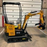 (INV50029) AGT Model H12 Mini Excavator with Blade, Digging Bucket, Mechanical Thumb, Auxilary Hyd.