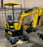 (INV50038) AGT Model QH12 Mini Excavator with Blade, Digging Bucket, Mechanical Thumb, Auxilary Hyd